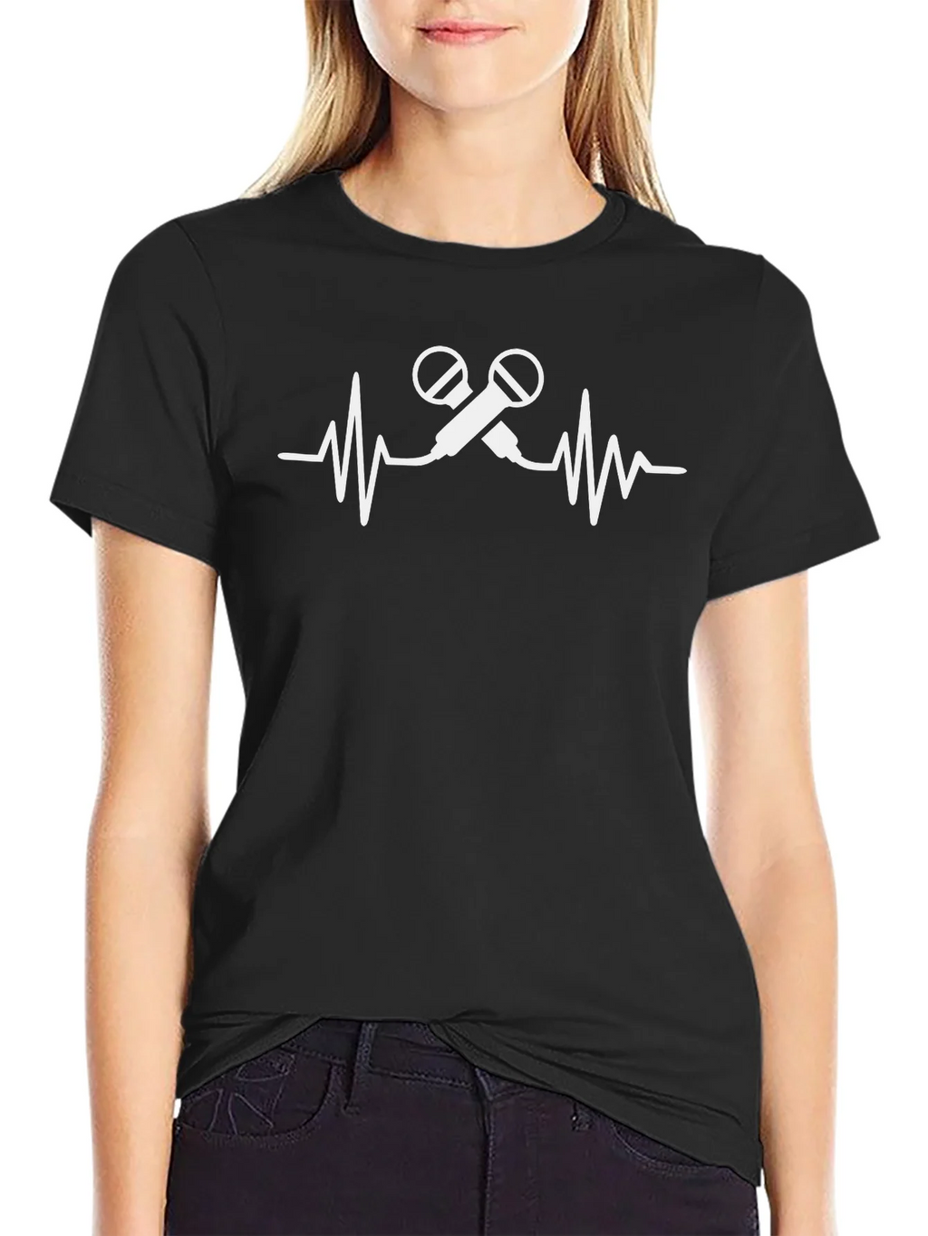 Microphone Heartbeat Black T-Shirt