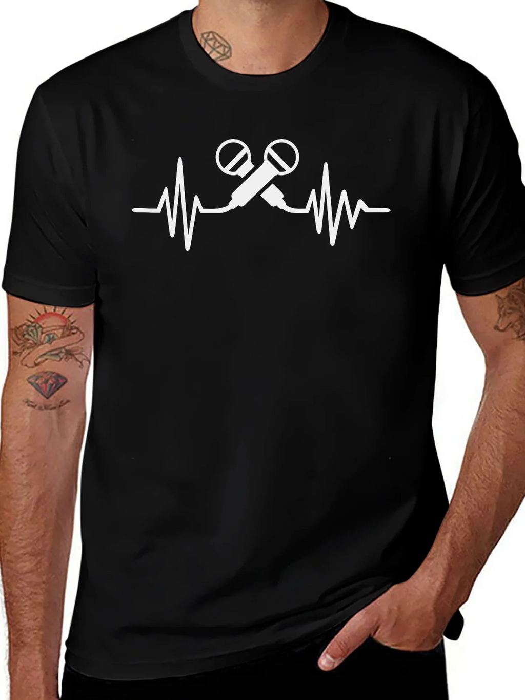 Microphone Heartbeat Black T-Shirt