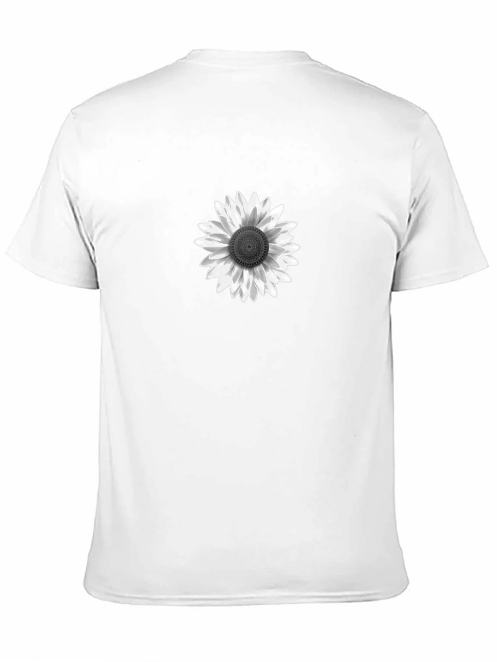 Black T-Shirt with White Sunflower Graphic