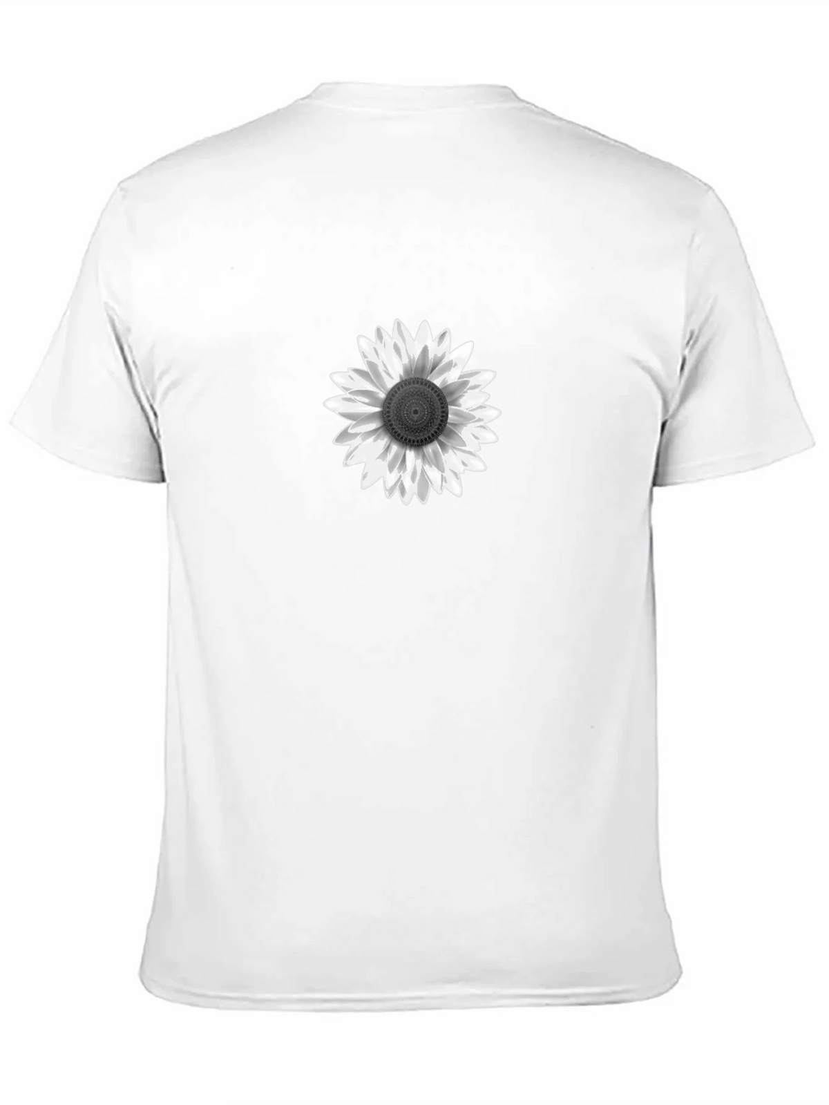 Black T-Shirt with White Sunflower Graphic