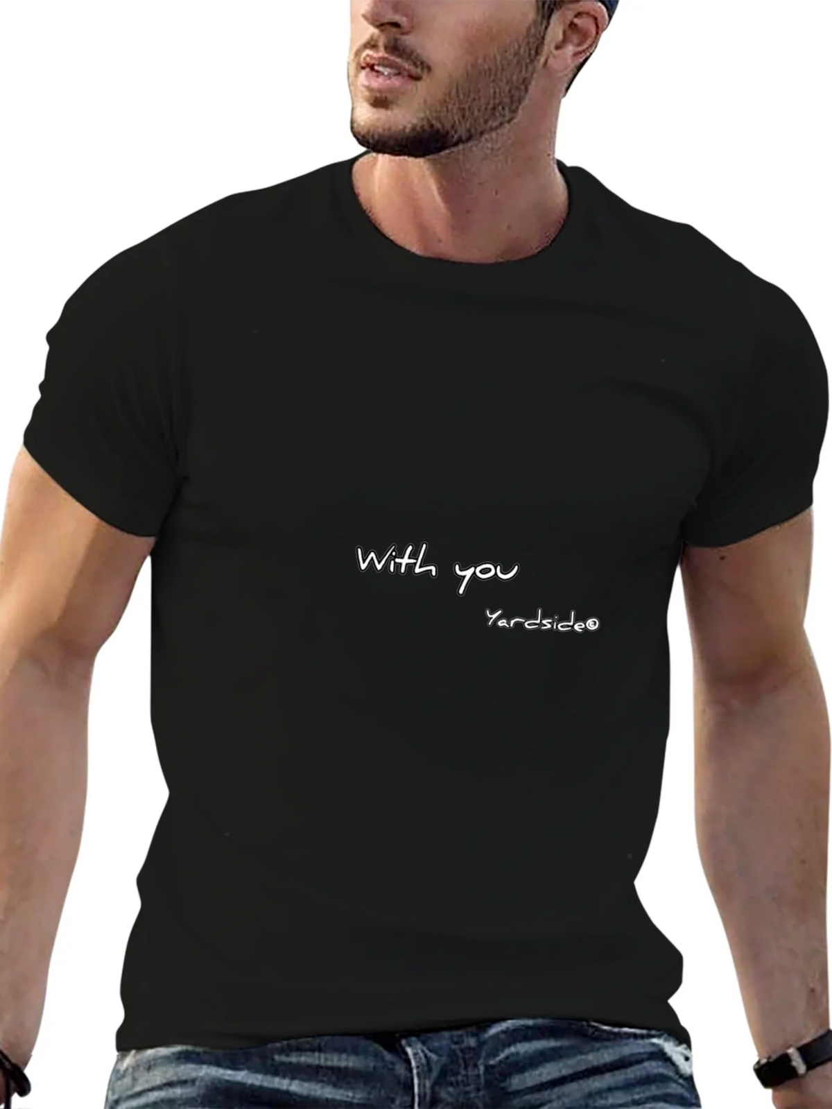 Modern Black T-Shirt with With you Yardside Design