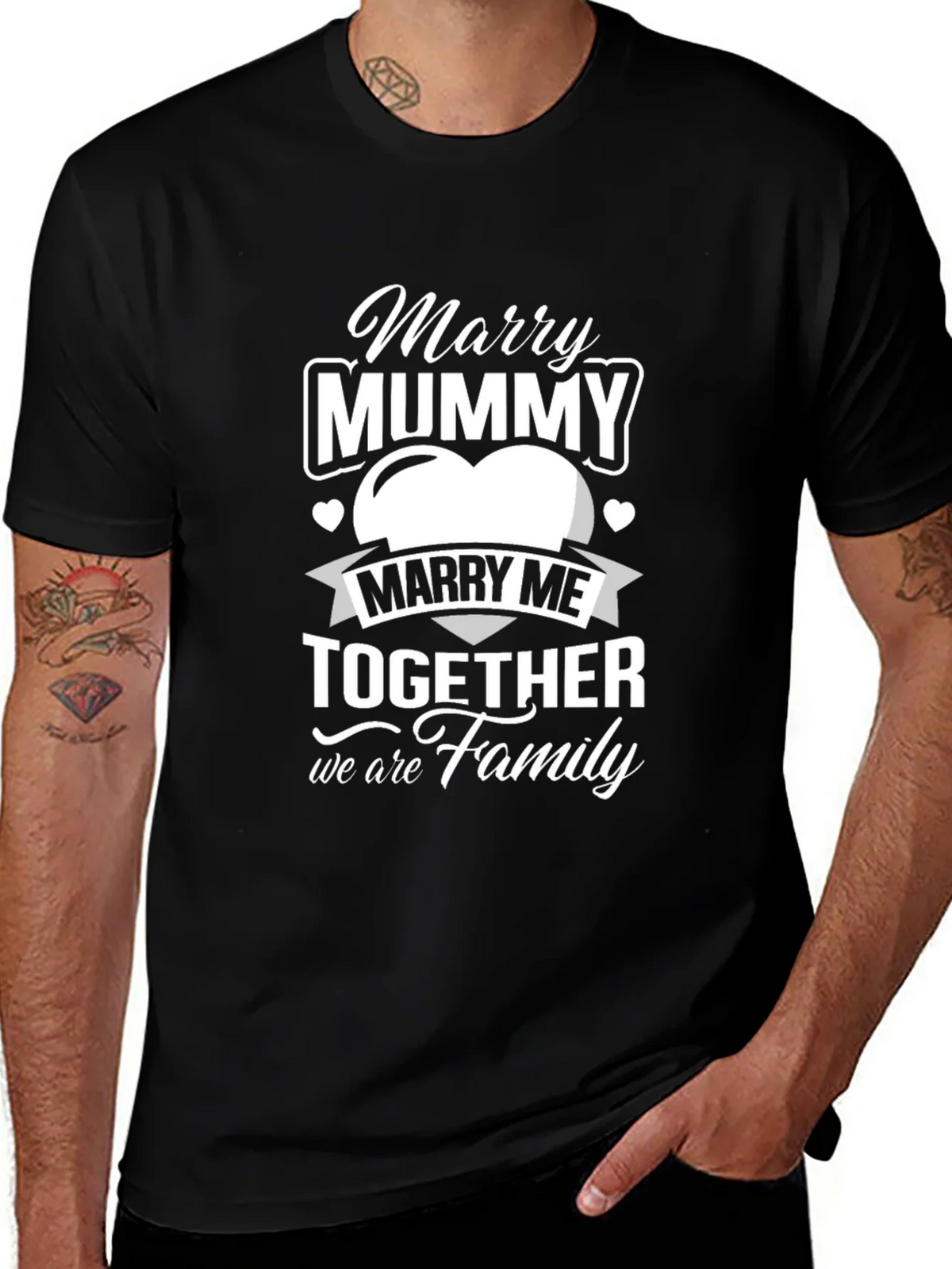 Marry Mummy Together Family Black T-Shirt