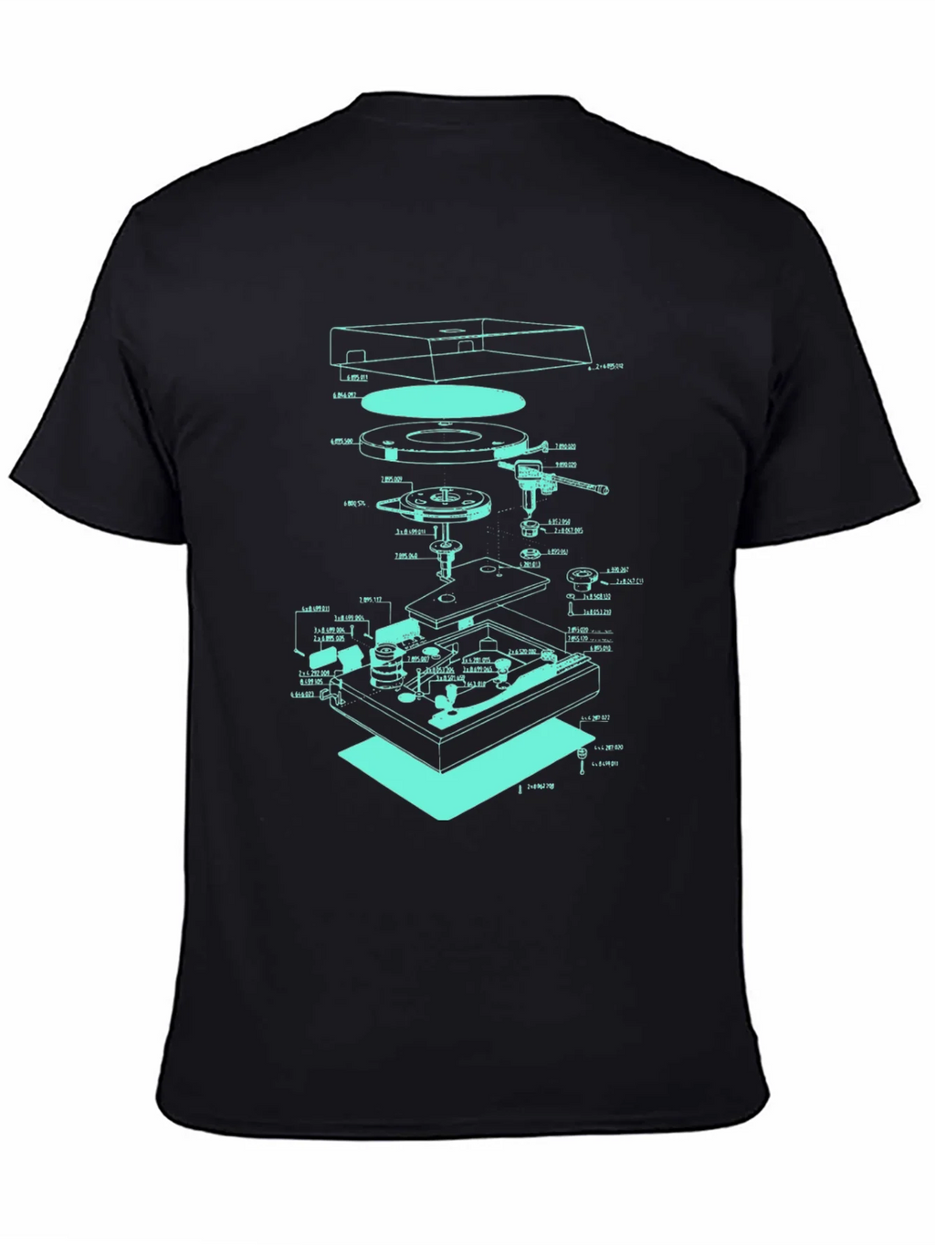Turntable Schematic Graphic Tee - Cool Music Lover Design