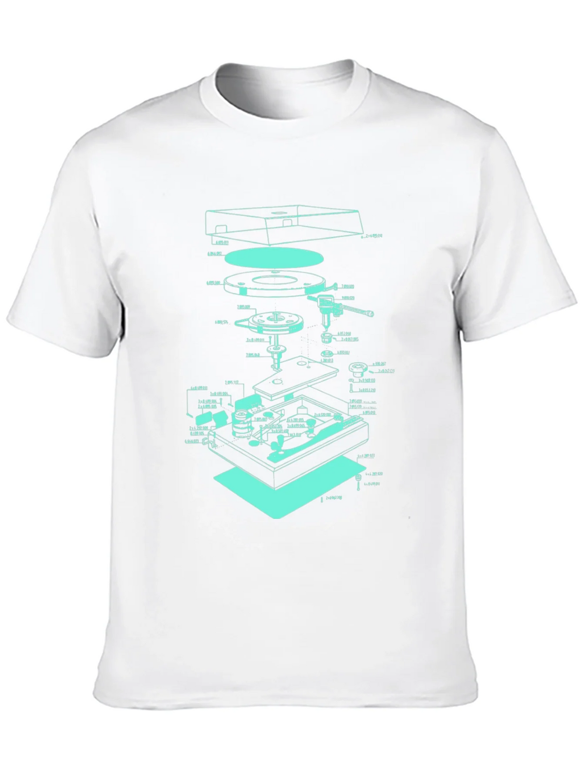 Turntable Schematic Graphic Tee - Cool Music Lover Design