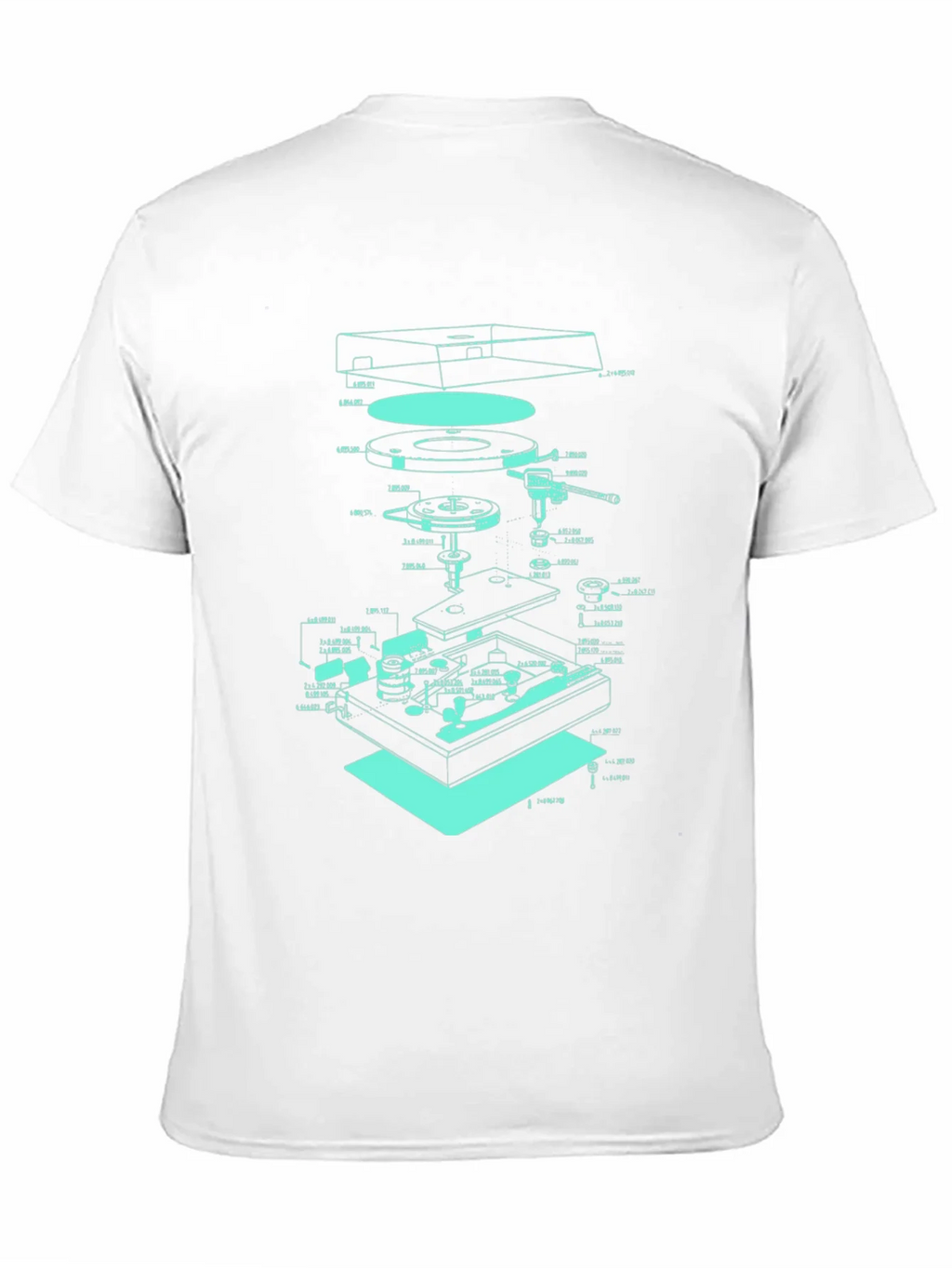 Turntable Schematic Graphic Tee - Cool Music Lover Design