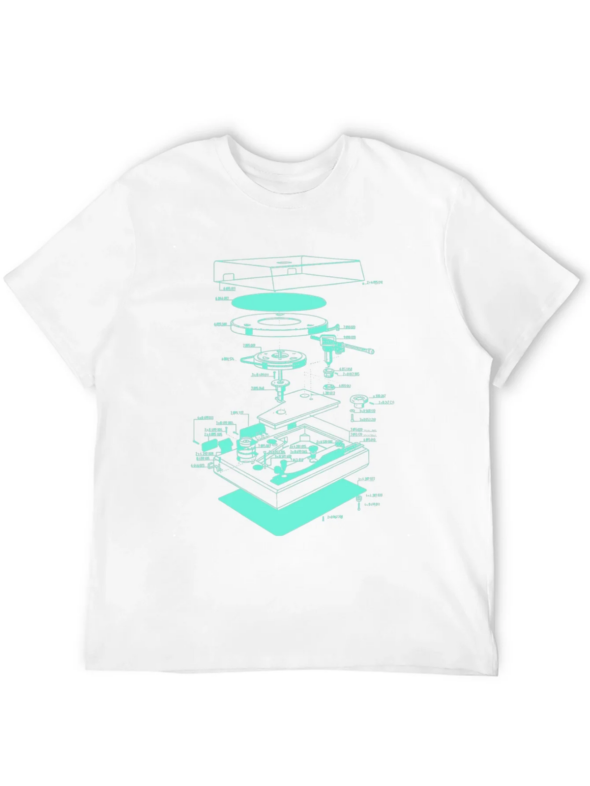 Turntable Schematic Graphic Tee - Cool Music Lover Design