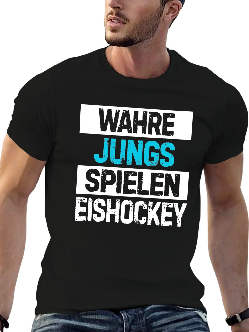Wahre Jungs Spielen Eishockey Black T-Shirt