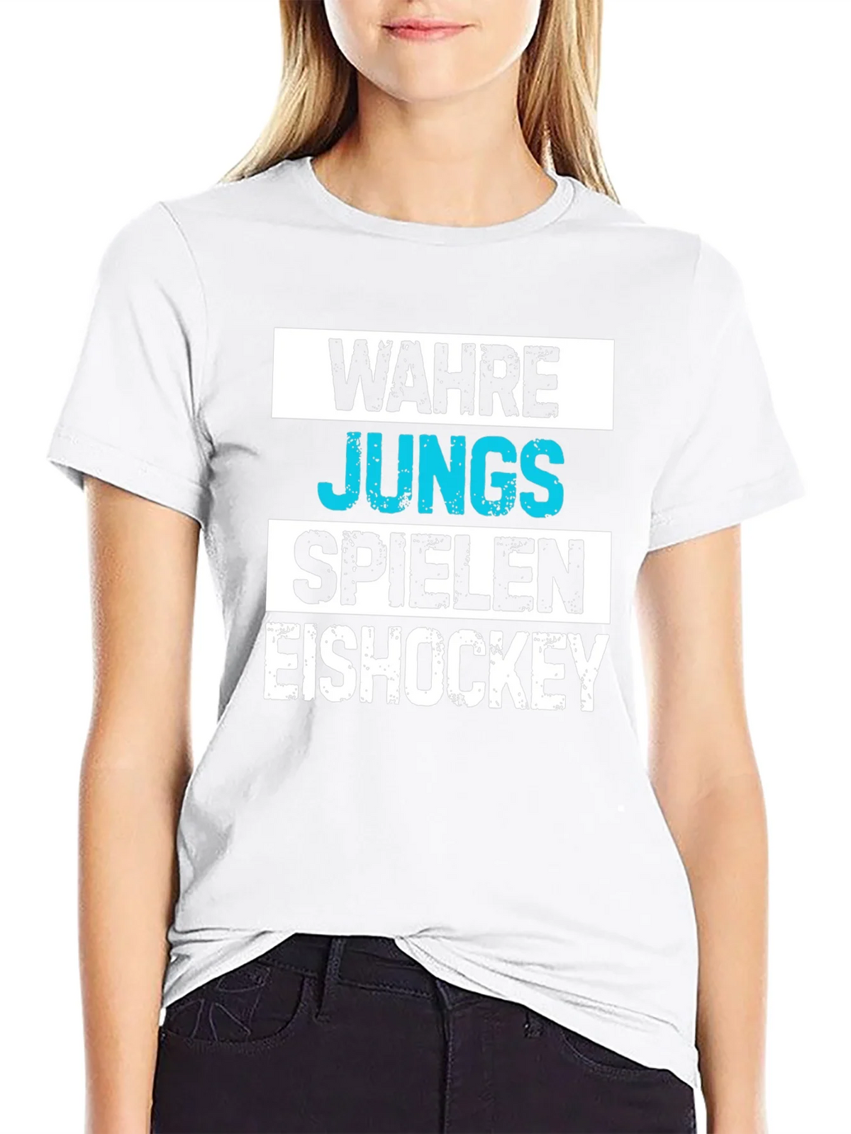 Wahre Jungs Spielen Eishockey Black T-Shirt
