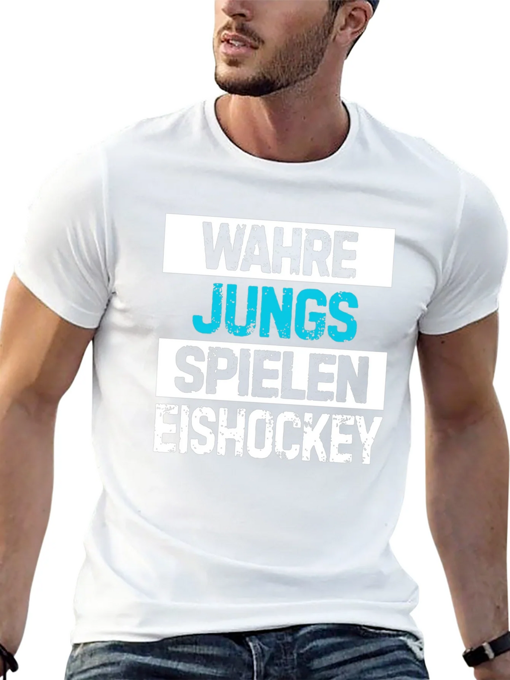 Wahre Jungs Spielen Eishockey Black T-Shirt