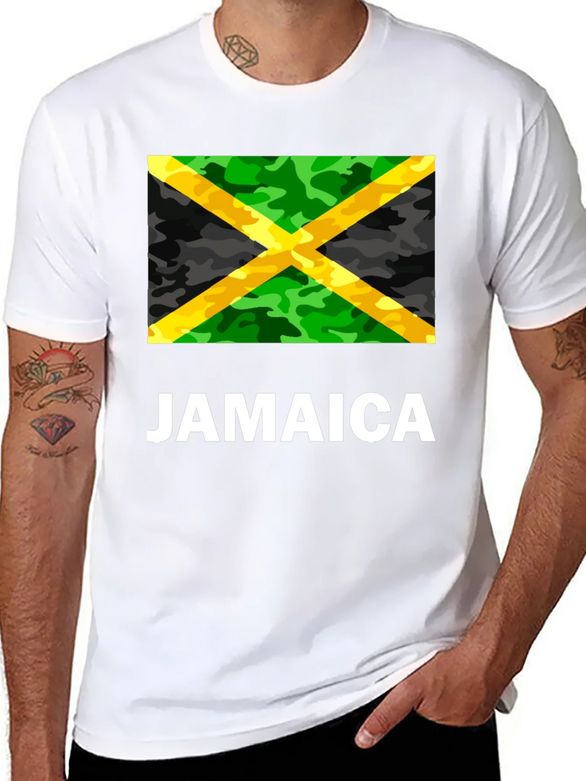 Jamaica Flag Camo Print T-Shirt