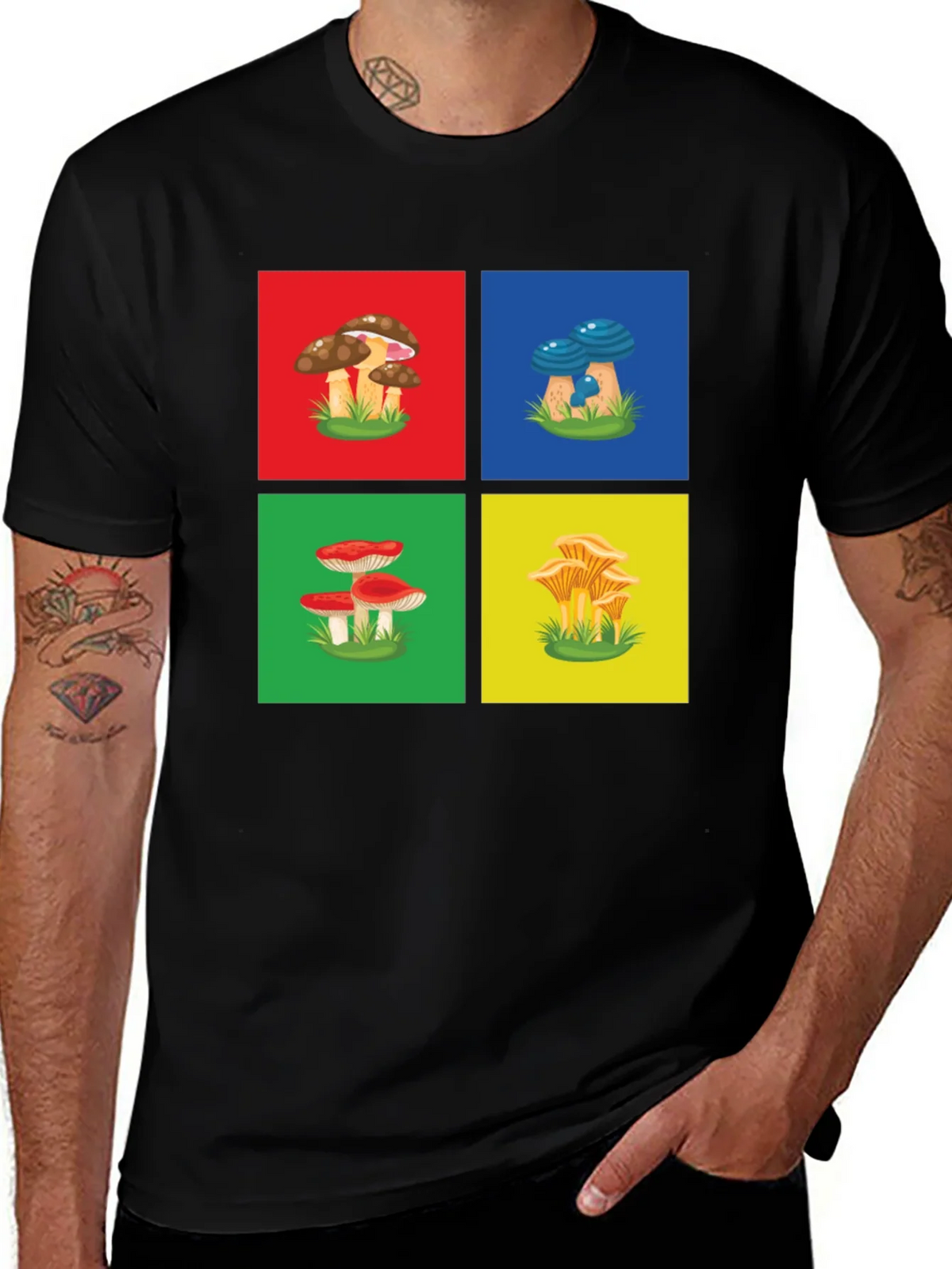 Mushroom Art Graphic T-Shirt - Funky Nature Tee