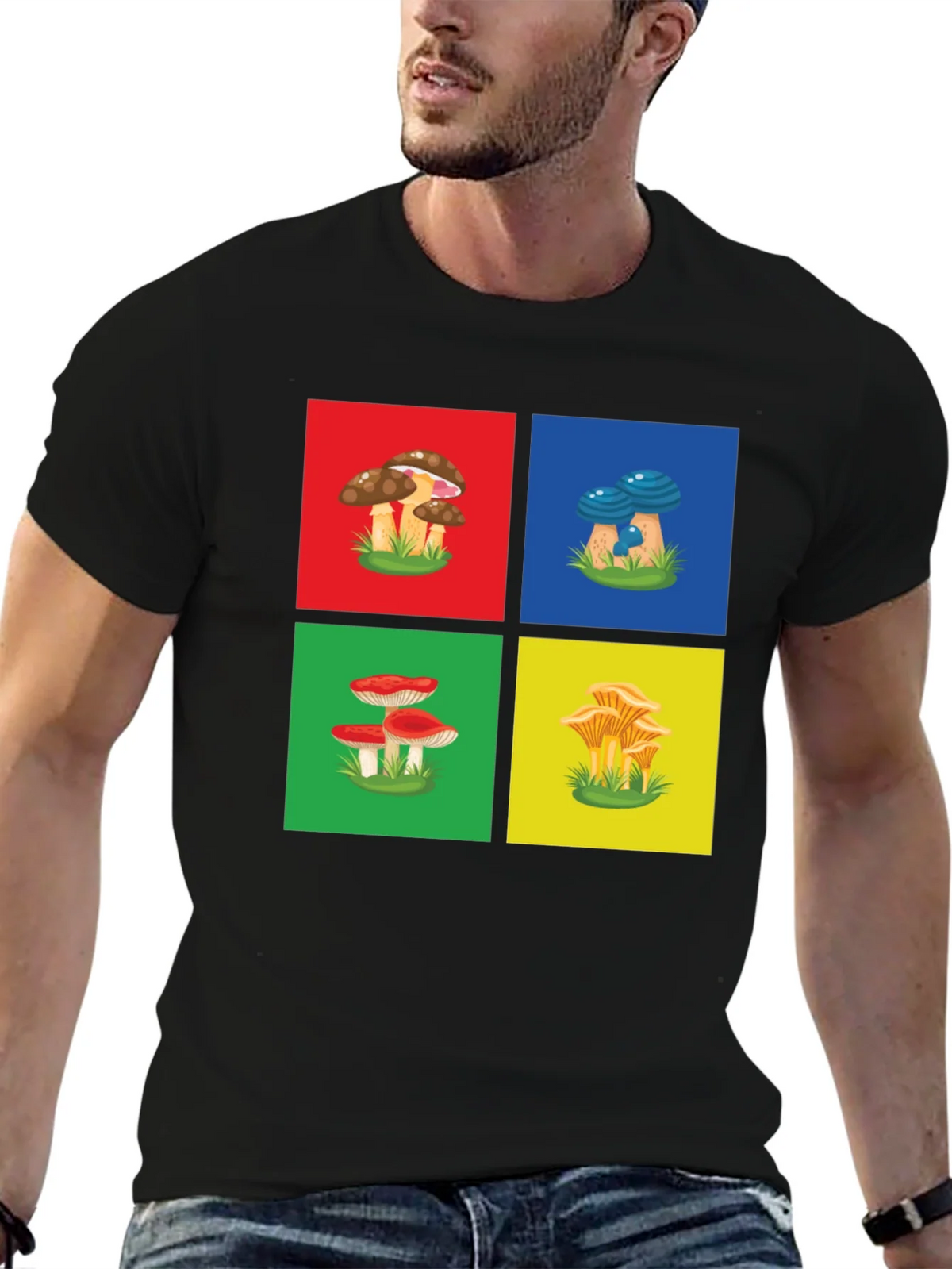 Mushroom Art Graphic T-Shirt - Funky Nature Tee