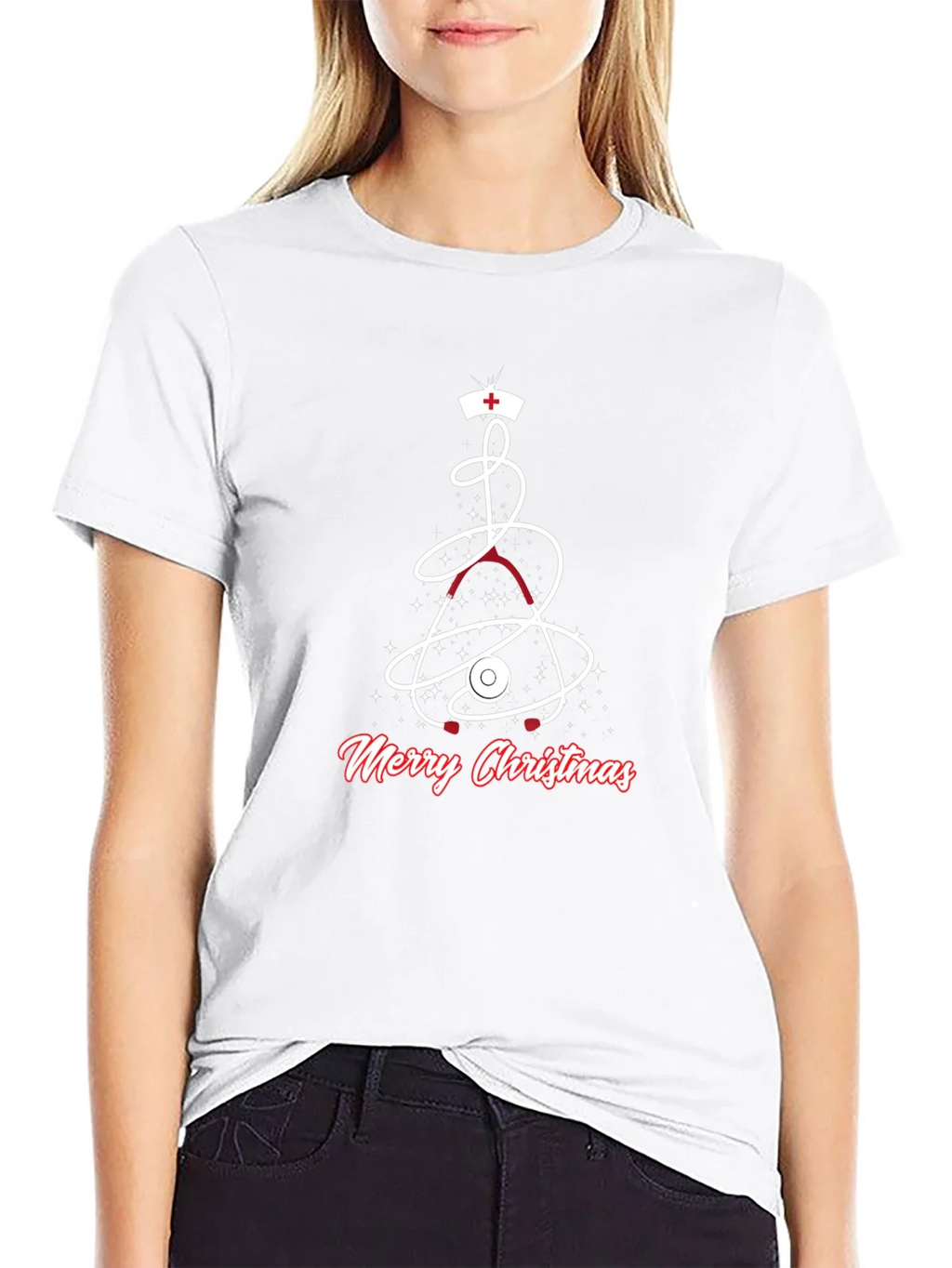 Medical Christmas T-Shirt - Nurse Stethoscope Holiday Tee
