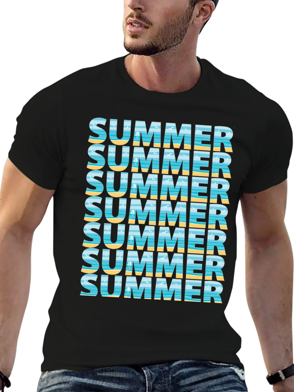 Summer Vibes Graphic Tee - Beach Design