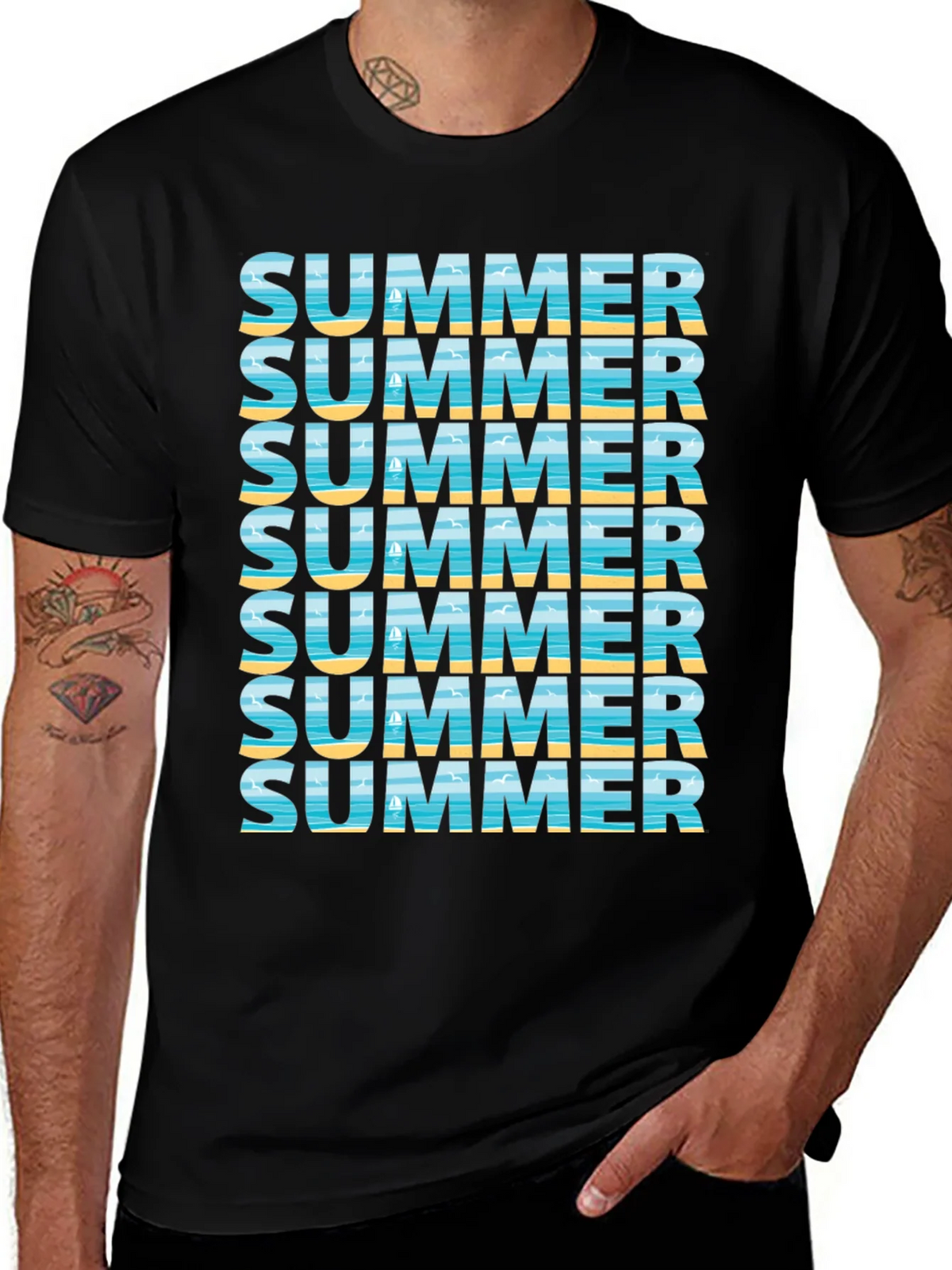 Summer Vibes Graphic Tee - Beach Design