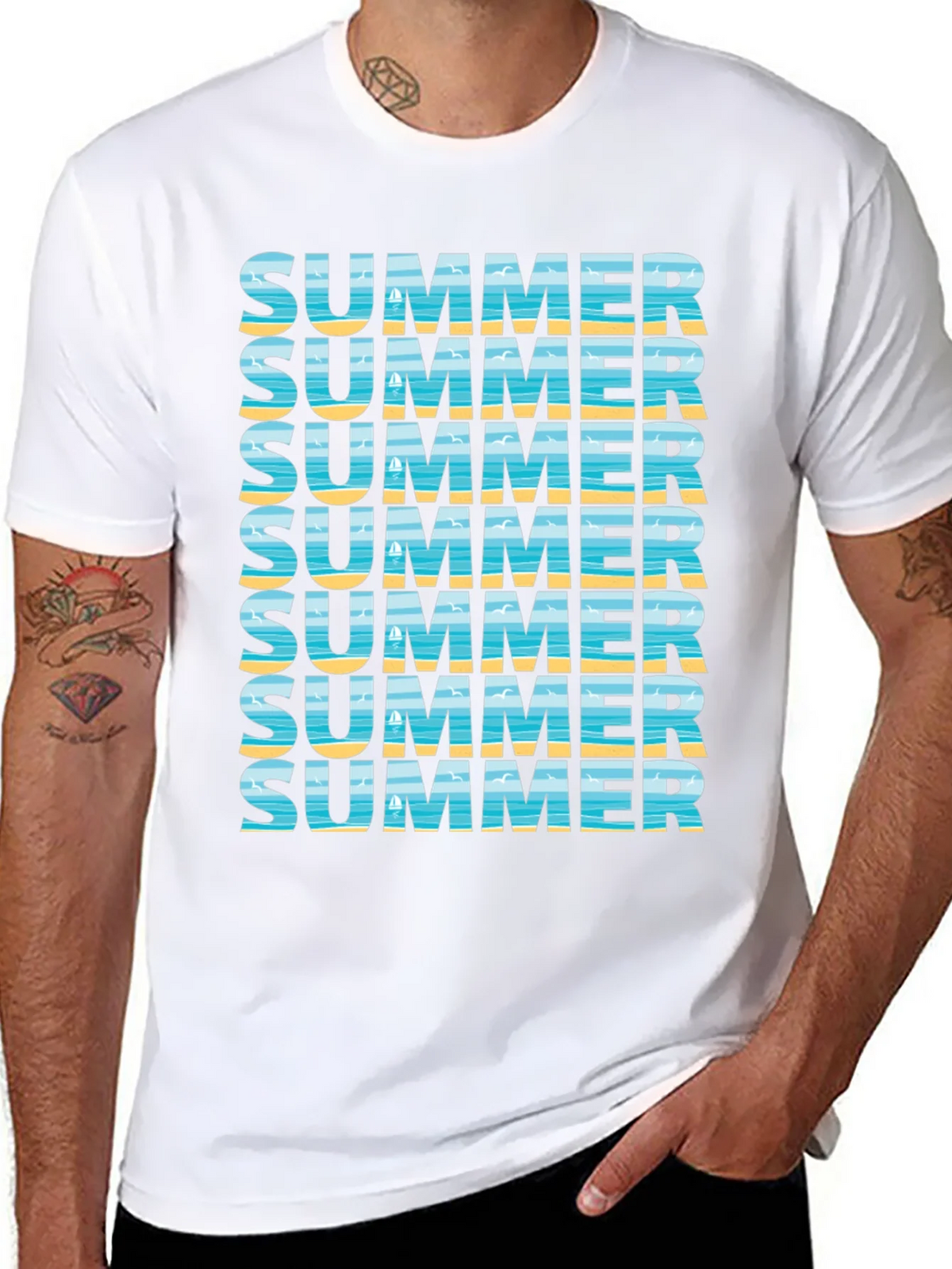 Summer Vibes Graphic Tee - Beach Design