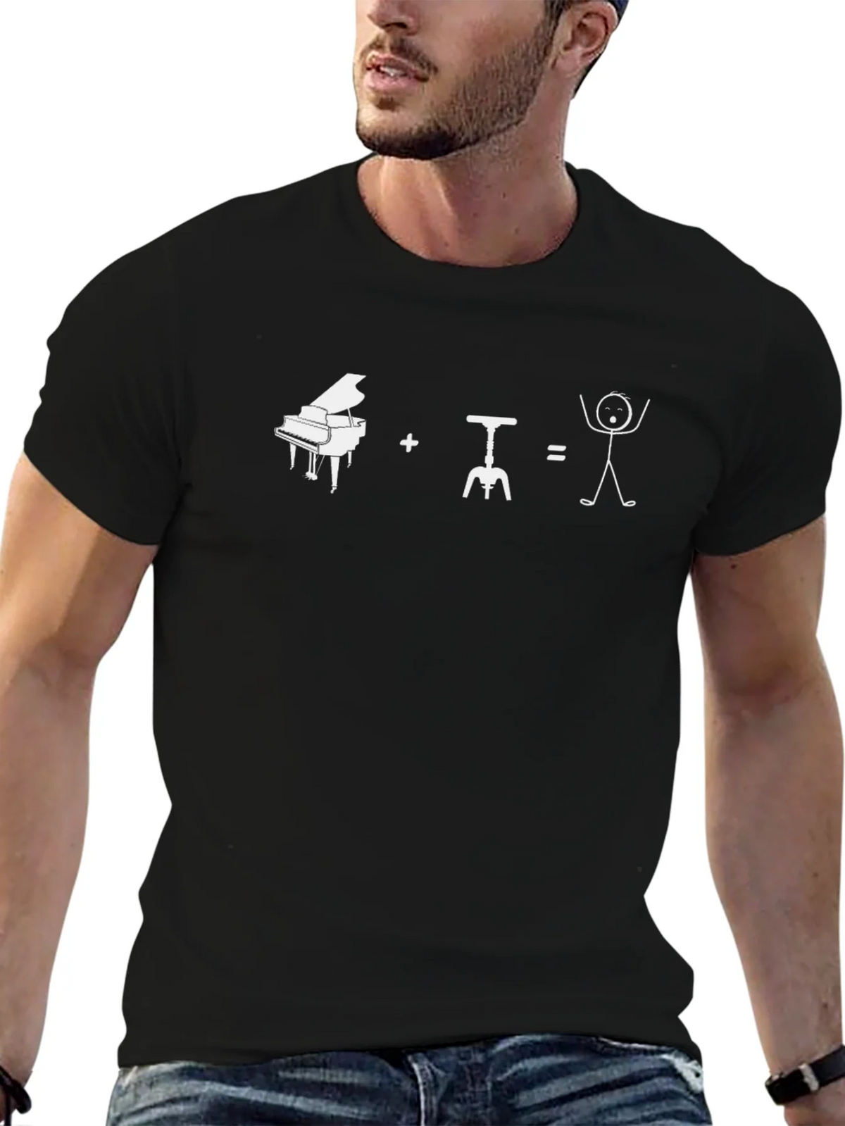 Piano + Wine = Happiness Graphic Tee