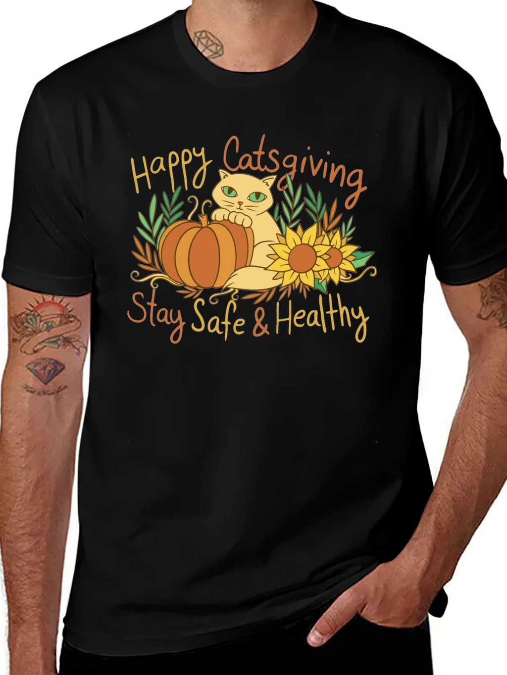 Happy Catsgiving T-Shirt - Stay Safe & Healthy