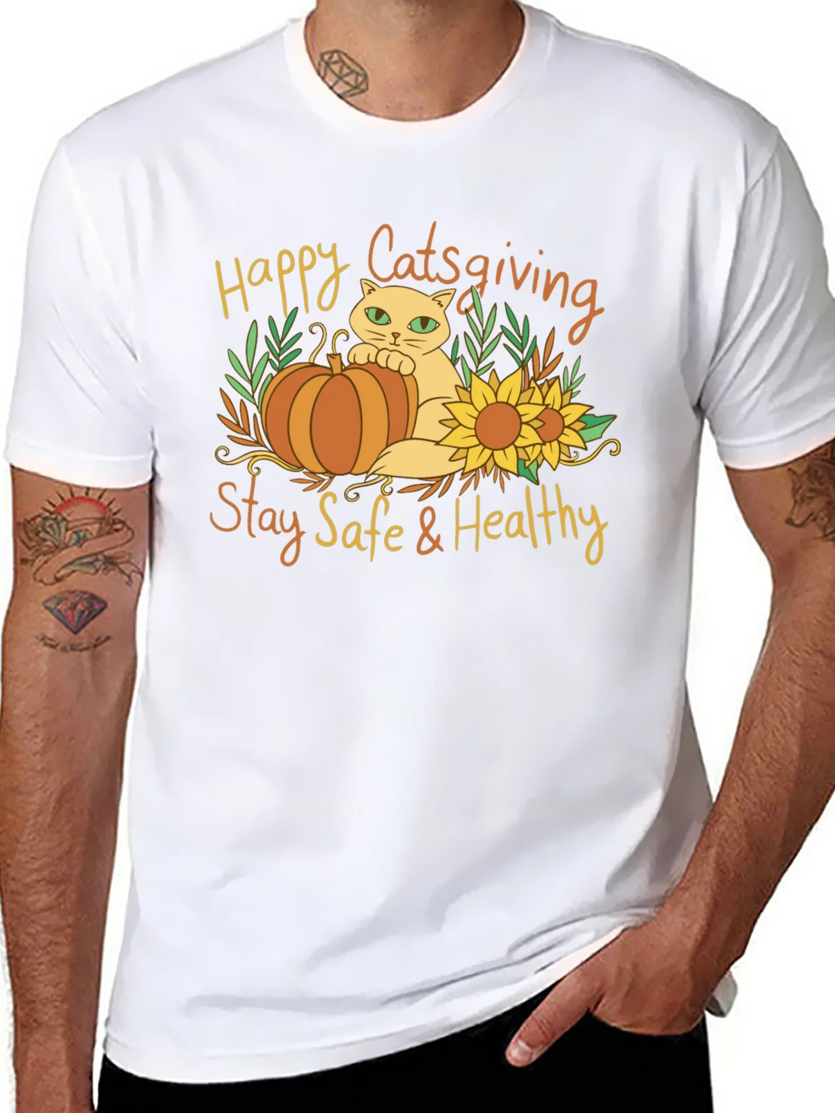 Happy Catsgiving T-Shirt - Stay Safe & Healthy
