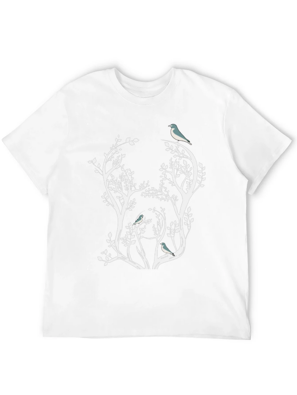 Nature Inspired Bird & Tree Graphic Black T-Shirt