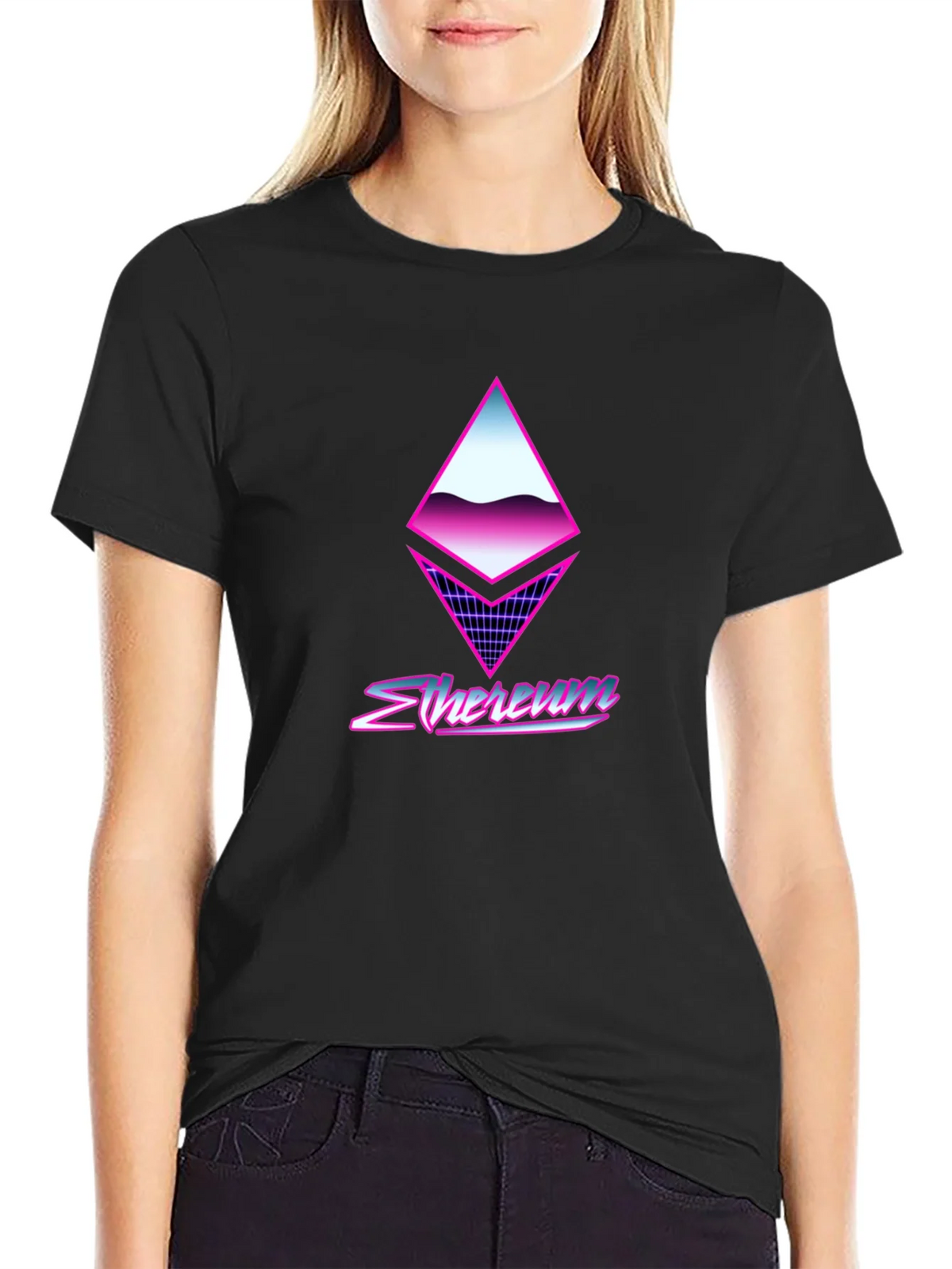 Retro Ethereum Crypto Black T-Shirt