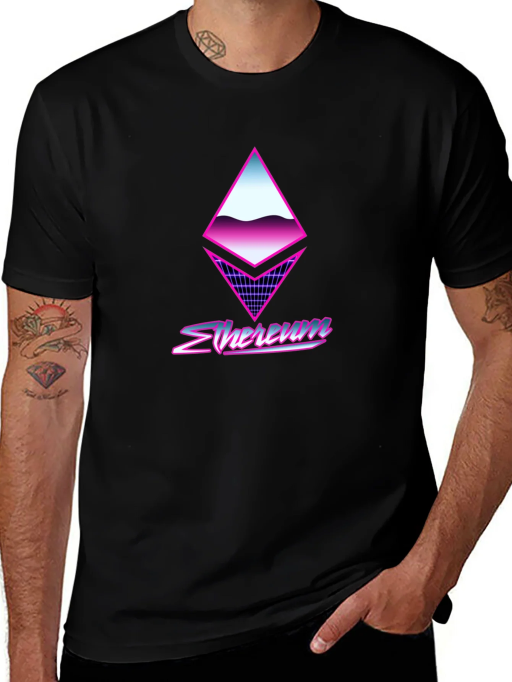 Retro Ethereum Crypto Black T-Shirt