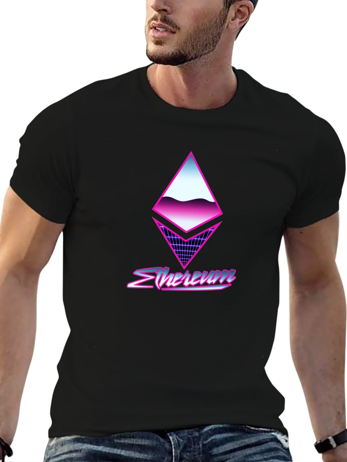 Retro Ethereum Crypto Black T-Shirt