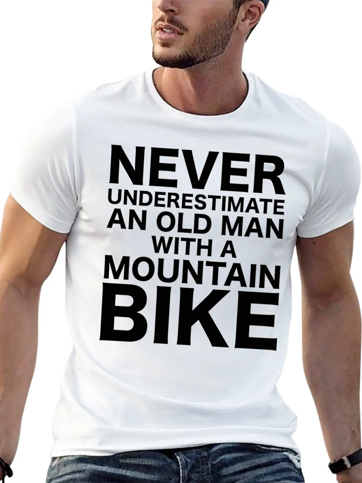Never Underestimate Old Man Mountain Bike T-Shirt