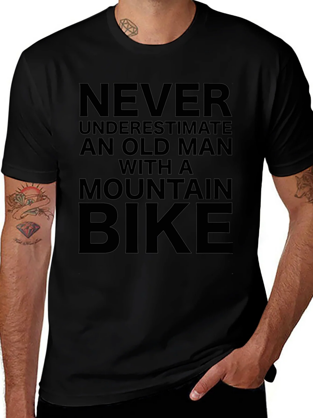 Never Underestimate Old Man Mountain Bike T-Shirt