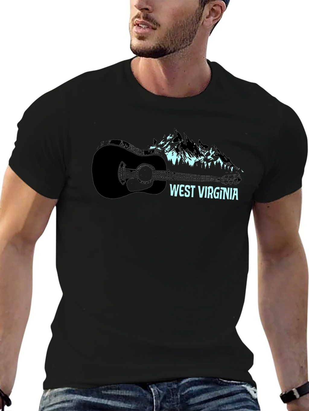 West Virginia Guitar & Mountain Graphic Tee