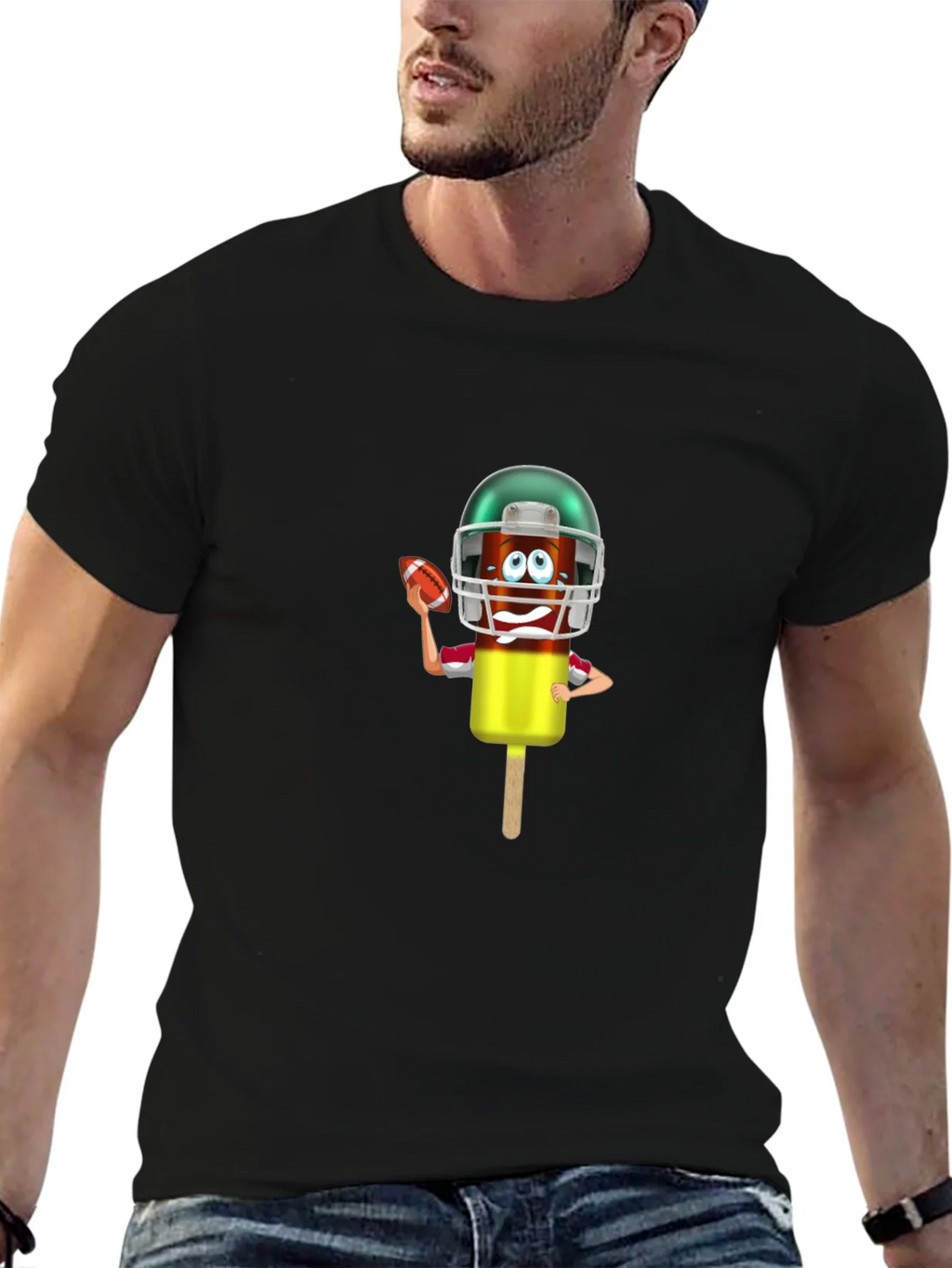 Football Ice Cream Character Graphic T-Shirt