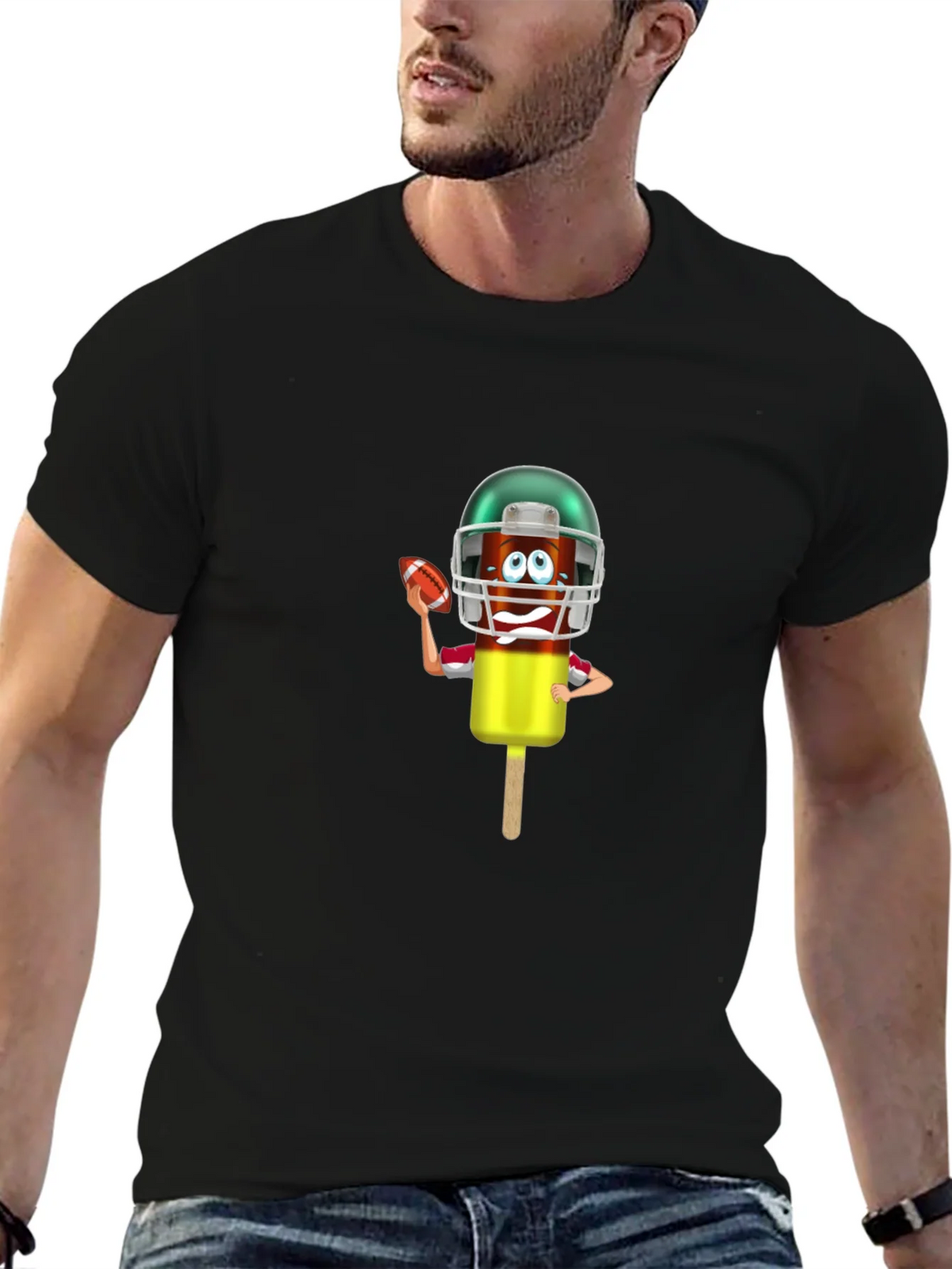 Football Ice Cream Character Graphic T-Shirt
