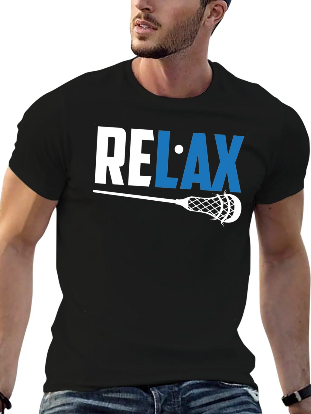 Relax Lacrosse Graphic Tee - Mens Black T-Shirt