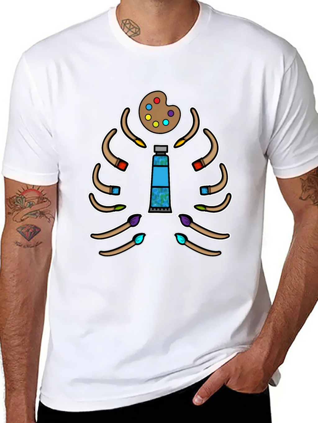 Artist Skeleton Rib Cage T-Shirt - Painting Passion