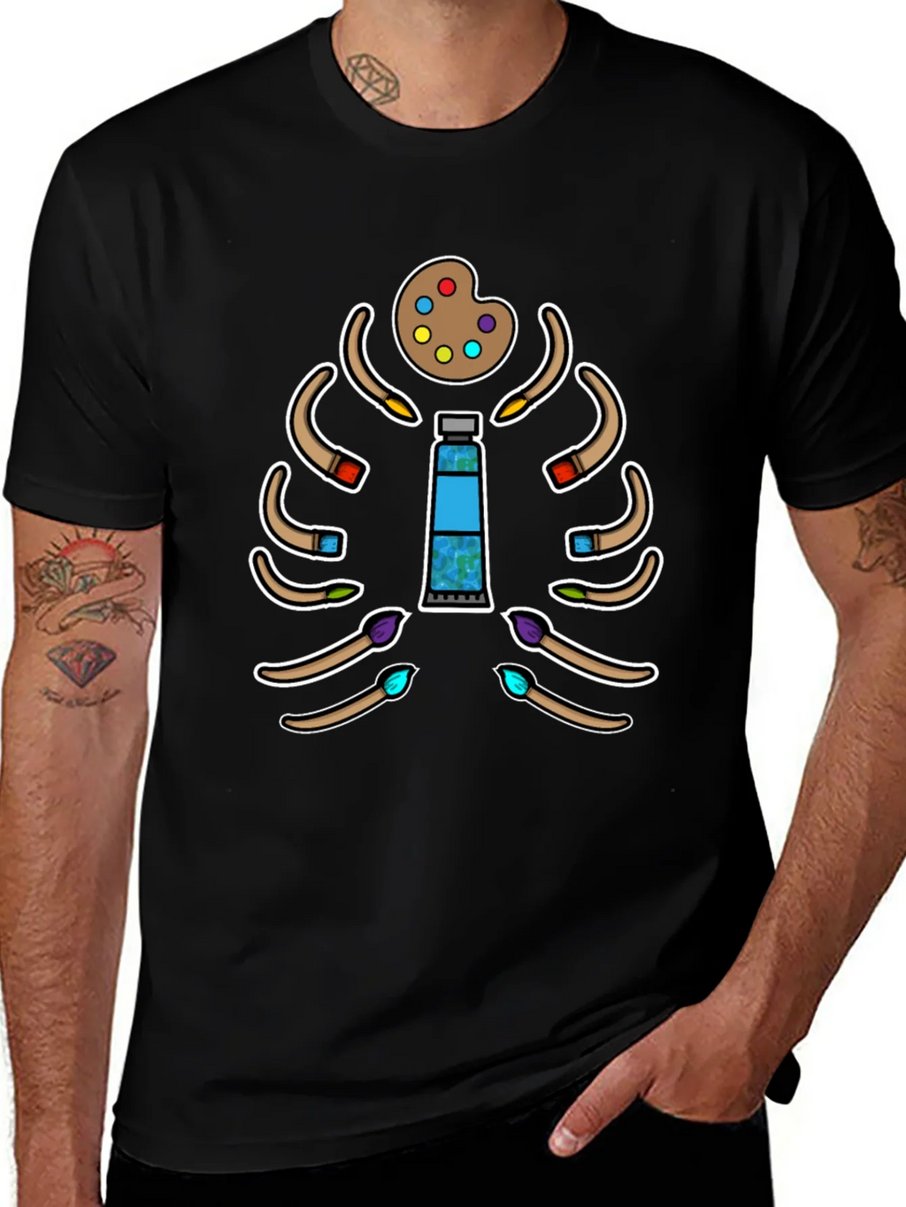 Artist Skeleton Rib Cage T-Shirt - Painting Passion