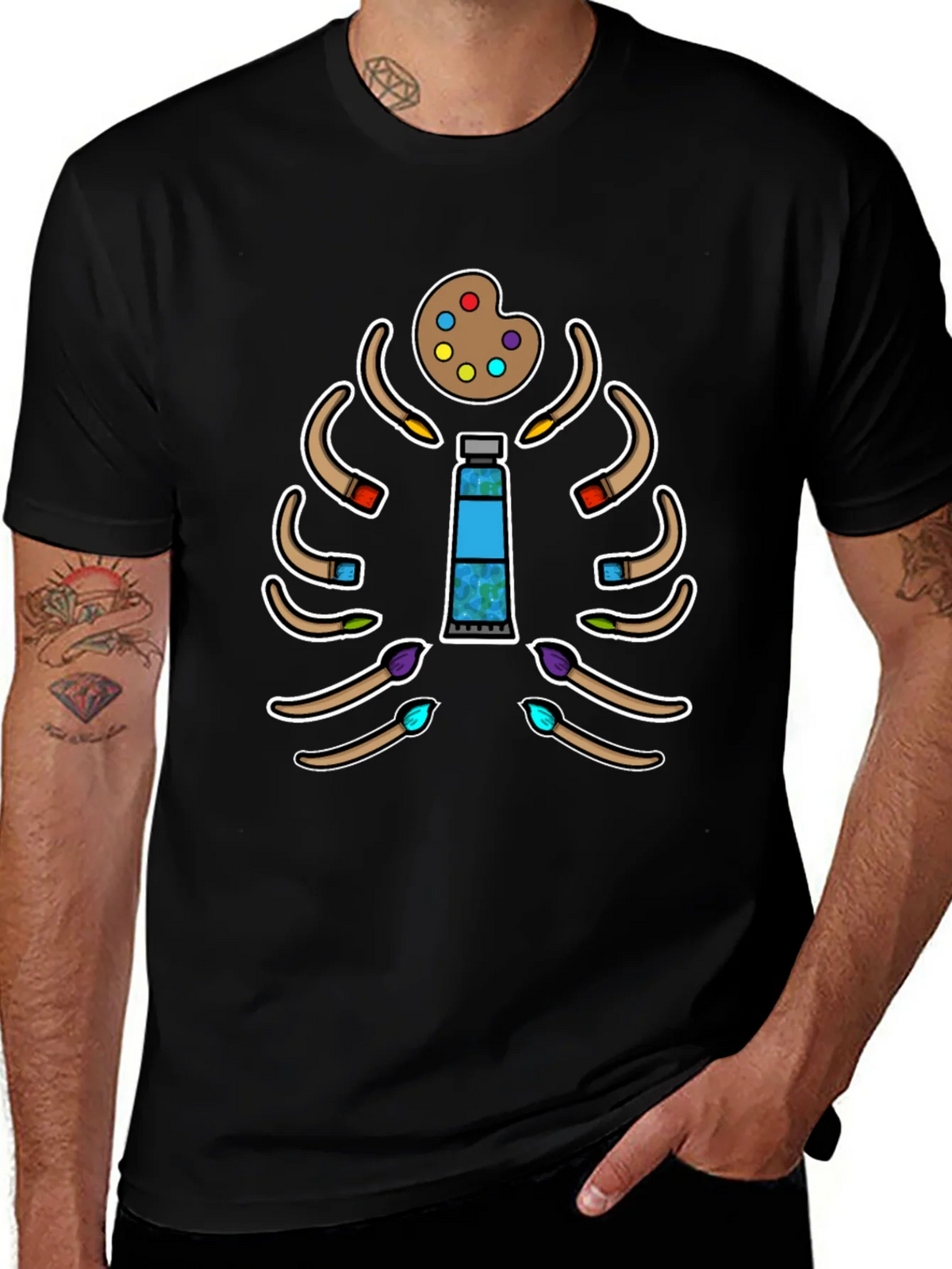 Artist Skeleton Rib Cage T-Shirt - Painting Passion