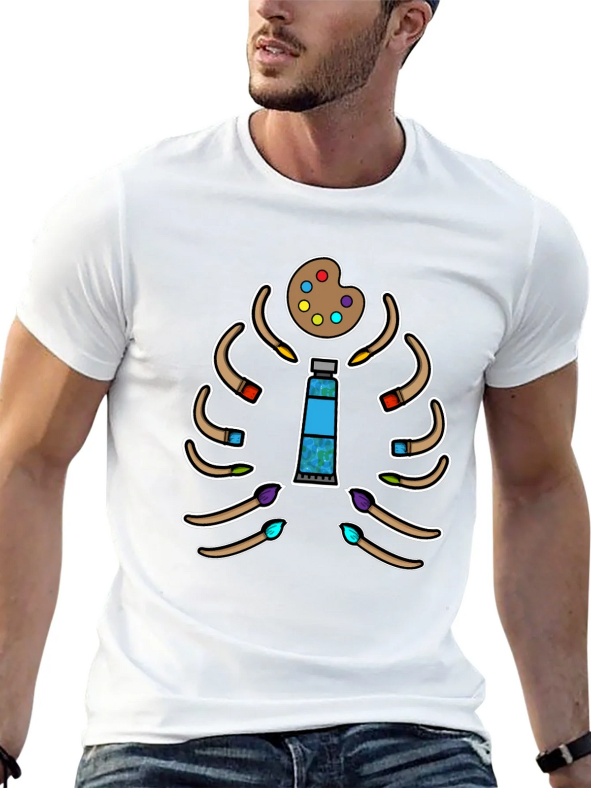 Artist Skeleton Rib Cage T-Shirt - Painting Passion