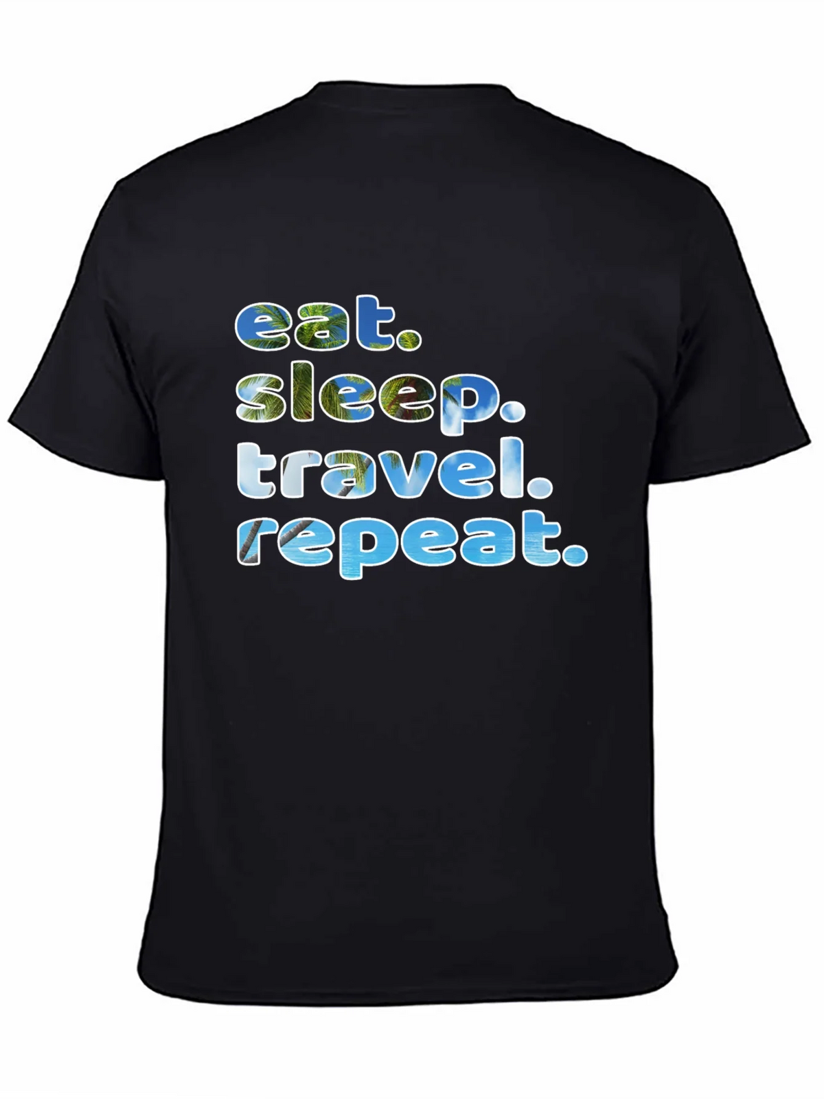 Eat Sleep Travel Repeat Black Graphic T-Shirt