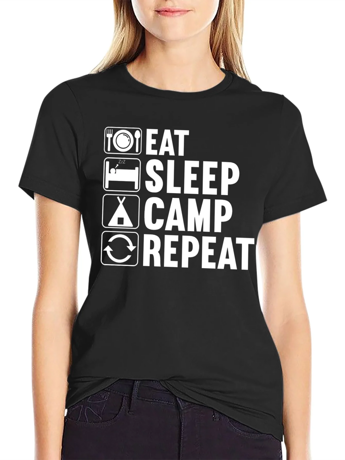 Eat Sleep Camp Repeat Graphic Tee