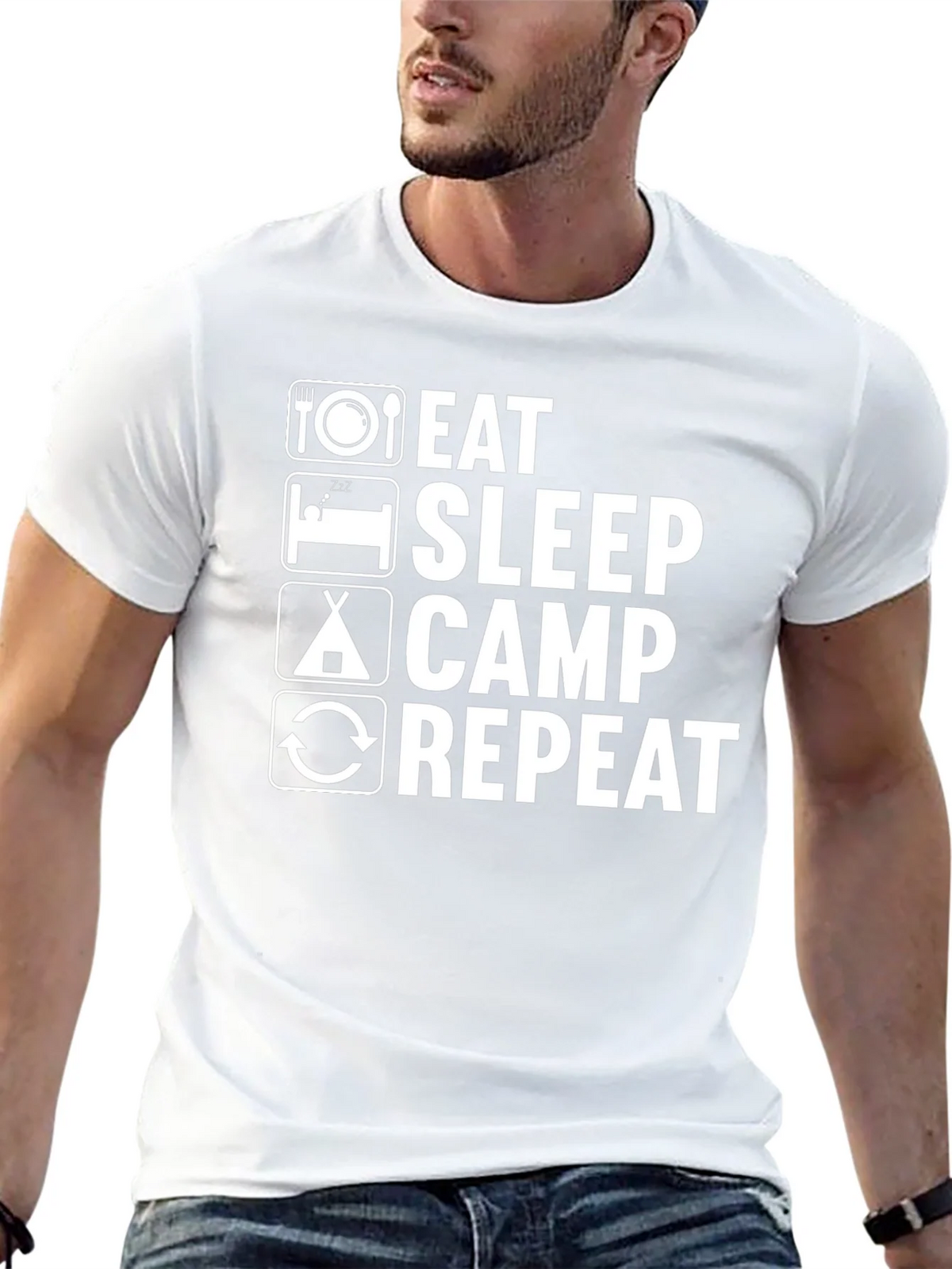 Eat Sleep Camp Repeat Graphic Tee